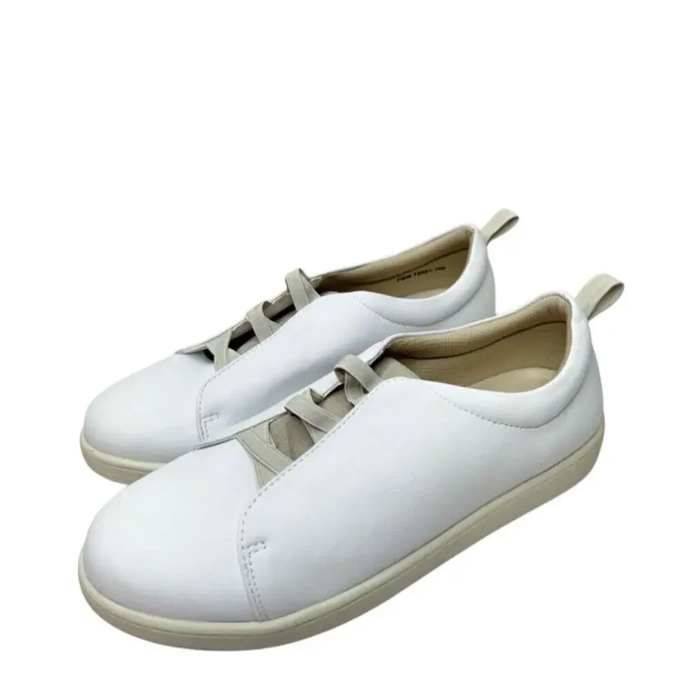 Trotters Sneaker Womens Size 7W Wide White‎ Leather Lace Up Shoes